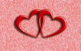 2つの赤い愛の心、抽象的な背景 HDの壁紙