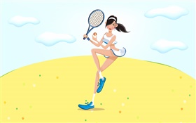 テニスをして、ベクトルの女の子 HDの壁紙