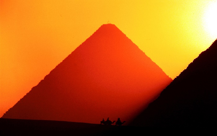 エジプト、ギザ、ピラミッド、日没 壁紙 ピクチャー