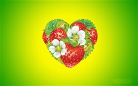 心、花、イチゴ、創造的なデザインを愛します HDの壁紙