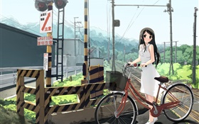 アニメガール、鉄道、自転車、電車 HDの壁紙