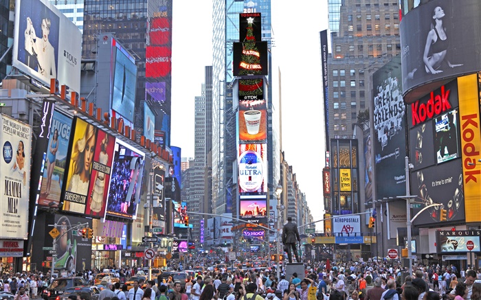 ニューヨーク、タイムズスクエア、高層ビル、通り、人、アメリカ 壁紙 ピクチャー