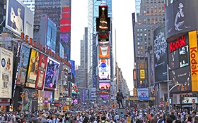 ニューヨーク、タイムズスクエア、高層ビル、通り、人、アメリカ HDの壁紙