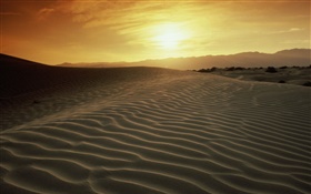 砂漠、夕日