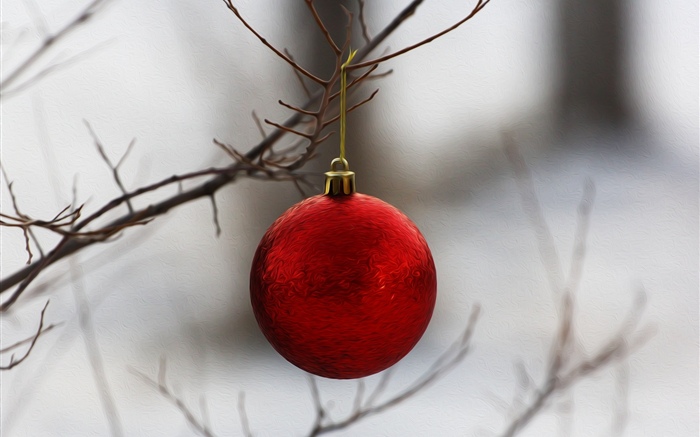 赤いクリスマスのボール、小枝 壁紙 ピクチャー