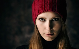 ブロンドの女の子, 赤い帽子 HDの壁紙