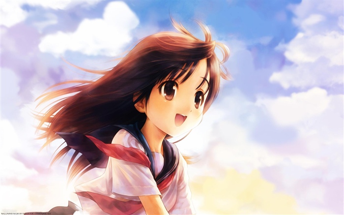 幸せなアニメの女の子、素敵な 壁紙 ピクチャー