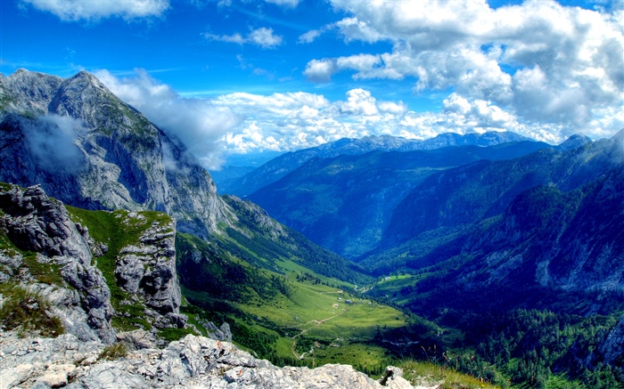 山, 谷, 美しい自然の風景 壁紙 ピクチャー
