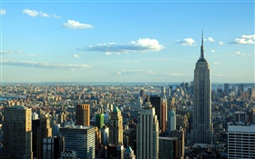 ニューヨーク、都市、高層ビル、空、雲、アメリカ HDの壁紙