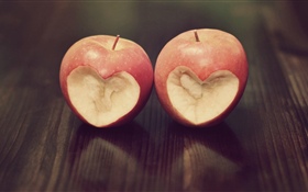 2つのりんご、愛の心 HDの壁紙