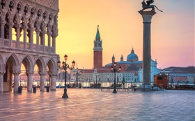 イタリア、ヴェネツィア、ランプ、通り、川 HDの壁紙